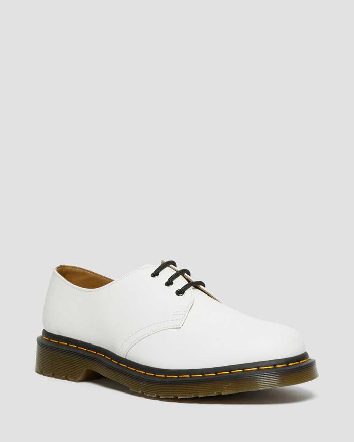 Dr Martens Oxfords Dame Hvite 1461 Smooth Læder 0652LBHWO